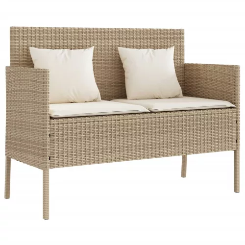  bézs polyrattan kerti pad párnákkal