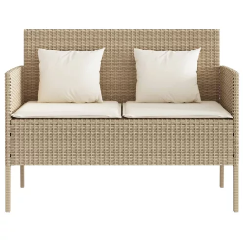  bézs polyrattan kerti pad párnákkal