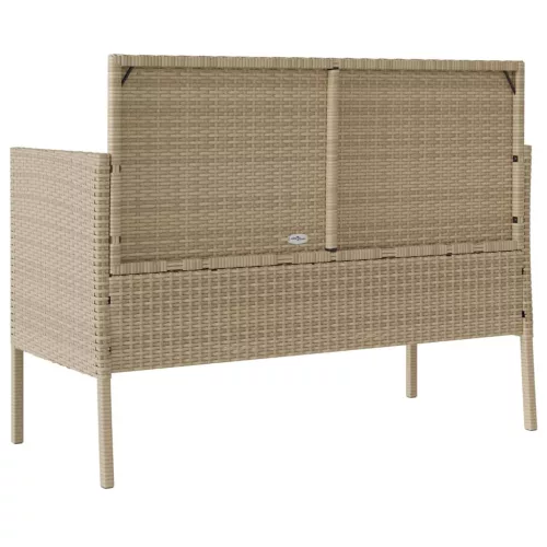 bézs polyrattan kerti pad párnákkal
