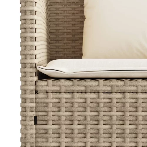  bézs polyrattan kerti pad párnákkal