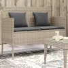 világosszürke polyrattan kerti pad párnákkal