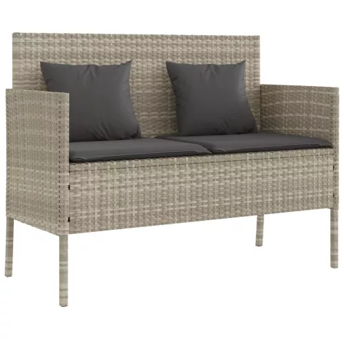  világosszürke polyrattan kerti pad párnákkal