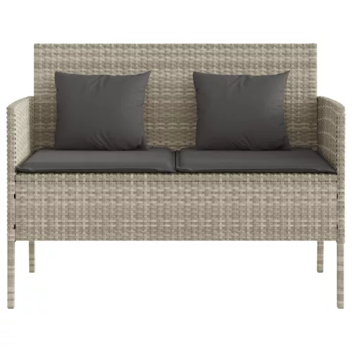  világosszürke polyrattan kerti pad párnákkal