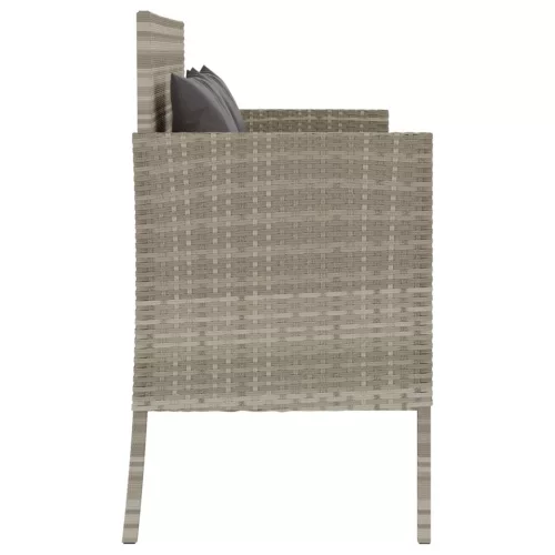  világosszürke polyrattan kerti pad párnákkal