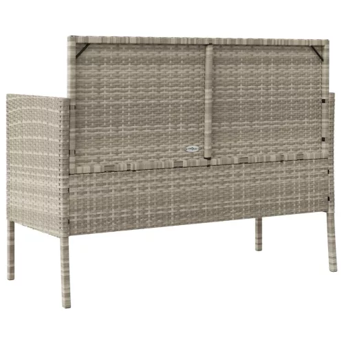  világosszürke polyrattan kerti pad párnákkal