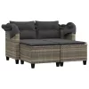  2 személyes szürke polyrattan kerti kanapé baldachinnal/székkel