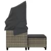  2 személyes szürke polyrattan kerti kanapé baldachinnal/székkel