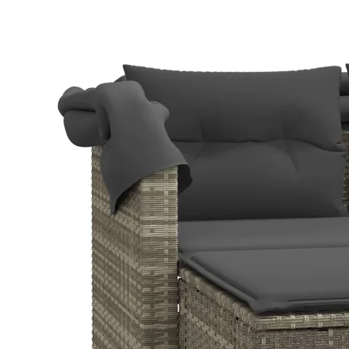 2 személyes szürke polyrattan kerti kanapé baldachinnal/székkel