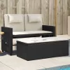  fekete polyrattan dönthető kerti pad párnával