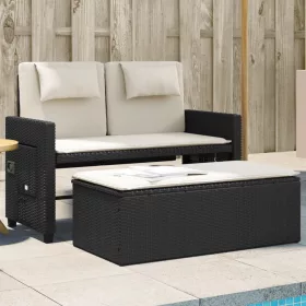 fekete polyrattan dönthető kerti pad párnával