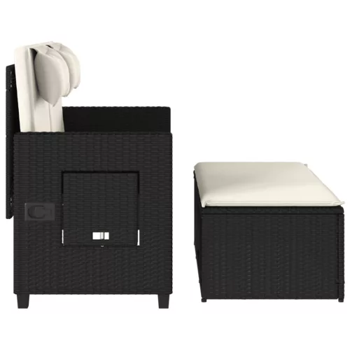  fekete polyrattan dönthető kerti pad párnával