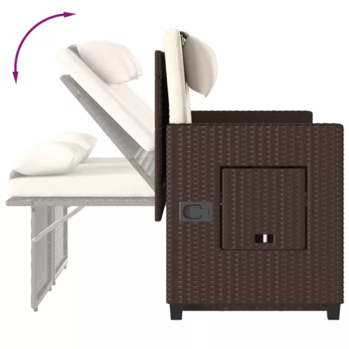  barna polyrattan dönthető kerti pad párnával