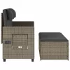  szürke polyrattan dönthető kerti pad párnával