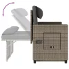  szürke polyrattan dönthető kerti pad párnával