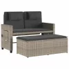  világosszürke polyrattan dönthető kerti pad párnával