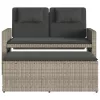  világosszürke polyrattan dönthető kerti pad párnával