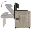  világosszürke polyrattan dönthető kerti pad párnával
