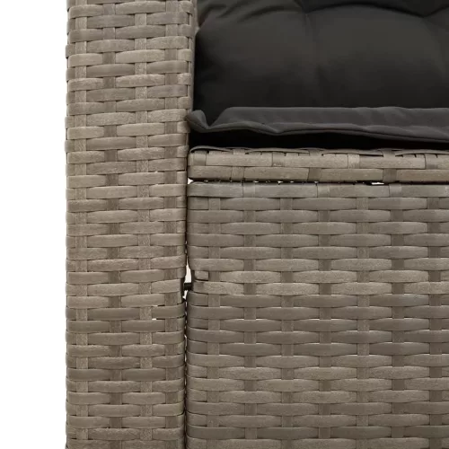  3 személyes szürke polyrattan kerti kanapé párnával