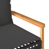  fekete polyrattan és akácfa kerti pad párnával