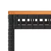  fekete polyrattan és akácfa kerti asztal 38 x 38 x 42 cm