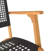  2 db fekete polyrattan és akácfa kerti szék