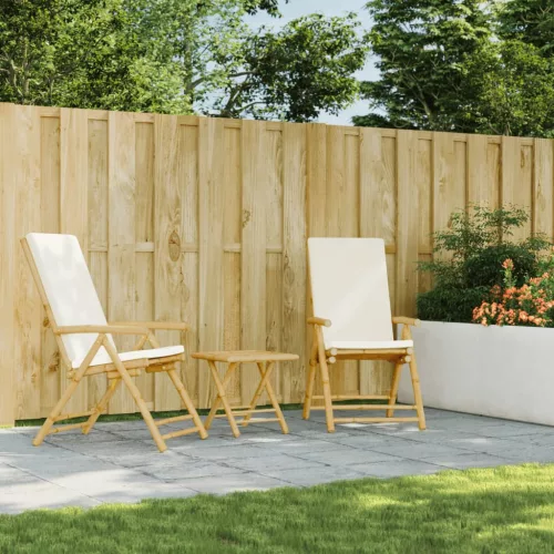  2 db bambusz összecsukható dönthető kerti szék párnával