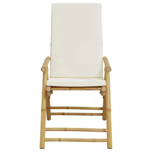  2 db bambusz összecsukható dönthető kerti szék párnával