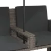  2 személyes szürke polyrattan kerti kanapé napernyővel/székkel