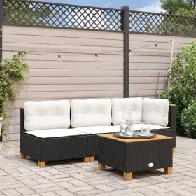  fekete polyrattan kerti sarokkanapé párnával