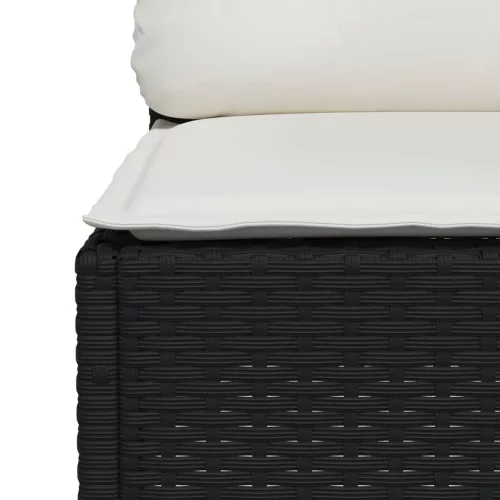  fekete polyrattan kerti sarokkanapé párnával