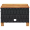  fekete polyrattan és akácfa kerti asztal 55 x 55 x 36 cm