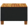  fekete polyrattan és akácfa kerti asztal 55 x 55 x 36 cm
