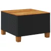  fekete polyrattan és akácfa kerti asztal 55 x 55 x 36 cm