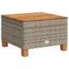  szürke polyrattan és akácfa kerti asztal 55 x 55 x 36 cm