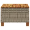  szürke polyrattan és akácfa kerti asztal 55 x 55 x 36 cm