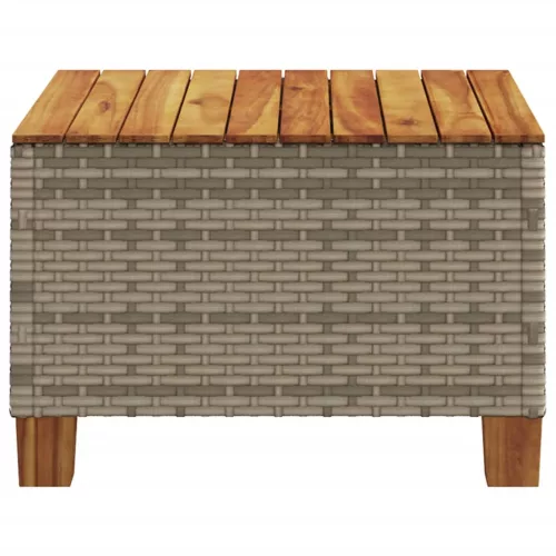  szürke polyrattan és akácfa kerti asztal 55 x 55 x 36 cm