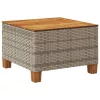  szürke polyrattan és akácfa kerti asztal 55 x 55 x 36 cm