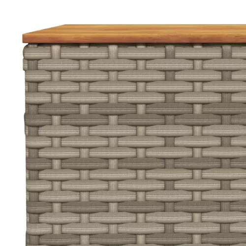  szürke polyrattan és akácfa kerti asztal 55 x 55 x 36 cm