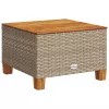  bézs polyrattan és akácfa kerti asztal 55 x 55 x 36 cm