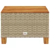  bézs polyrattan és akácfa kerti asztal 55 x 55 x 36 cm