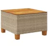  bézs polyrattan és akácfa kerti asztal 55 x 55 x 36 cm