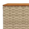  bézs polyrattan és akácfa kerti asztal 55 x 55 x 36 cm