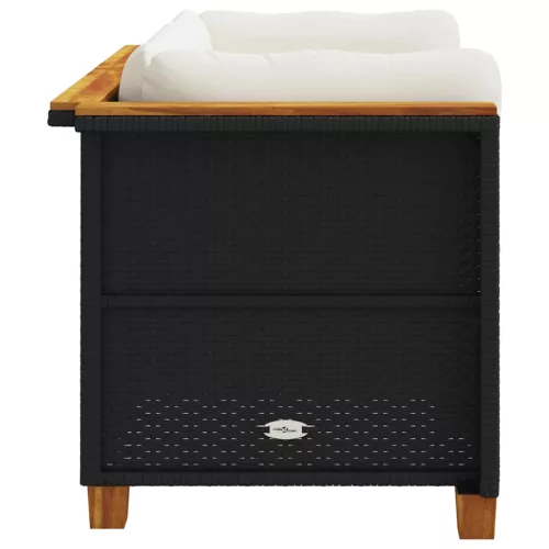  2 db fekete polyrattan kerti sarokkanapé párnákkal