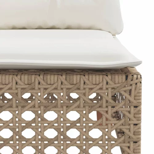  bézs polyrattan kerti sarokkanapé párnával