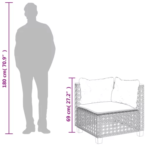  bézs polyrattan kerti sarokkanapé párnával