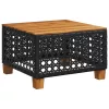  fekete polyrattan és akácfa kerti asztal 55 x 55 x 36 cm