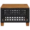  fekete polyrattan és akácfa kerti asztal 55 x 55 x 36 cm