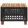  fekete polyrattan és akácfa kerti asztal 55 x 55 x 36 cm