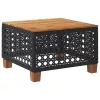  fekete polyrattan és akácfa kerti asztal 55 x 55 x 36 cm