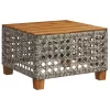  szürke polyrattan és akácfa kerti asztal 55 x 55 x 36 cm